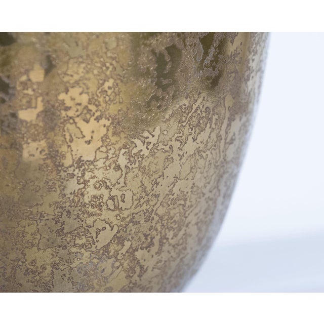 Art deco table uplighter lamp in gilt bronze by renowned french design house genet et michon trumpet form in an acid...