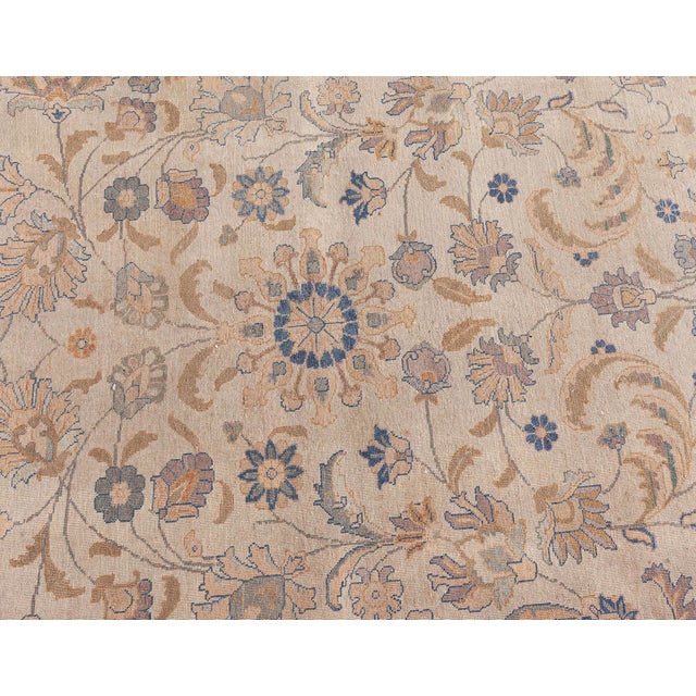 Antique Persian Tabriz Beige Handmade Wool Rug For Sale - Image 10 of 10