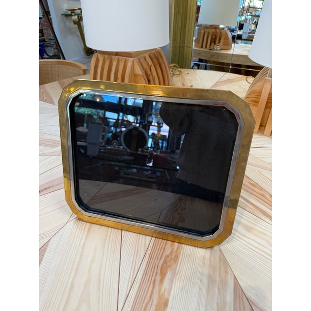 Chrome Italian Brass and Chrome Picture Frame, 1970s For Sale - Image 8 of 8