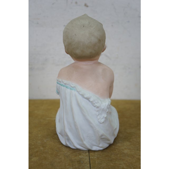 Antique German Gebruder Heubach Bisque Piano Baby Figurine Statue 9" For Sale - Image 6 of 16