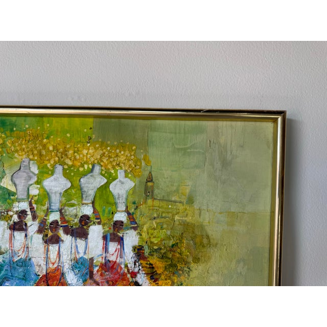 Green 1980's Vintage African Women’s Traditional Still Life Oil Painting on Canvas – Framed For Sale - Image 8 of 14