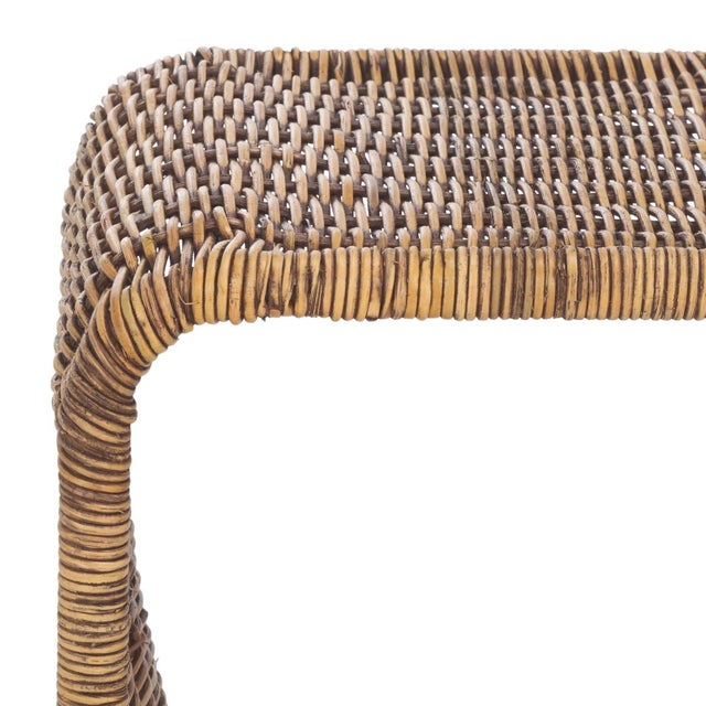 Spritely Home Zendy Wicker Rattan Waterfall Accent Table in Honey Brown Wash For Sale - Image 4 of 8