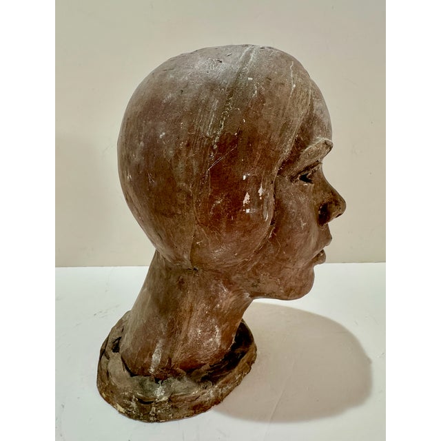 1960s Larry Mohr Plaster Expressionist Face Bust Sculpture Signed From Artist Estate For Sale - Image 5 of 10