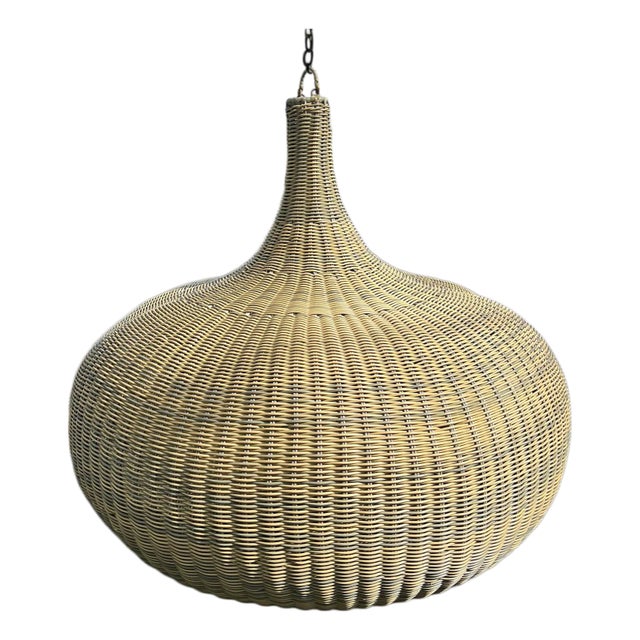 Outdoor Faux Rattan Gourd Pendant Light Medium For Sale