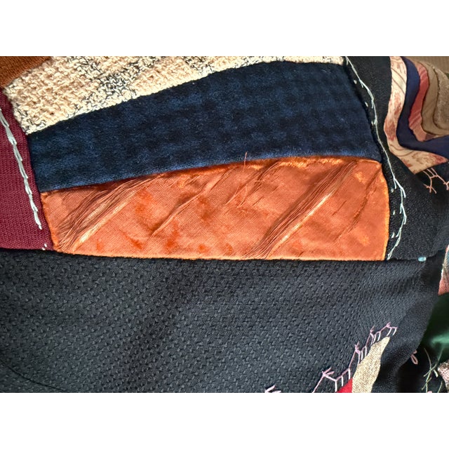 1920s Crazy Quilt Fan Pattern With Embroidered Date and the Word Mother 69" X 80" For Sale - Image 17 of 17