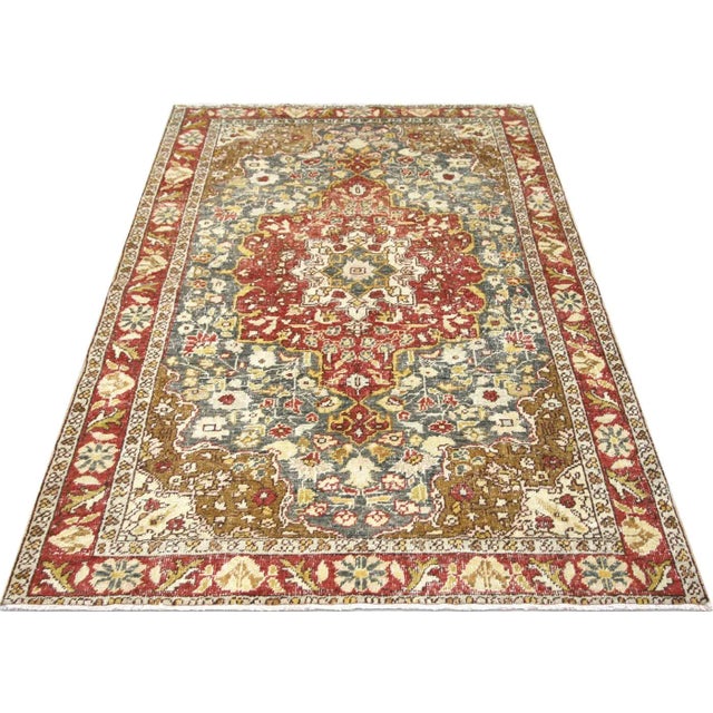 1960s Turkish Oushak Rug For Sale In Los Angeles - Image 6 of 7