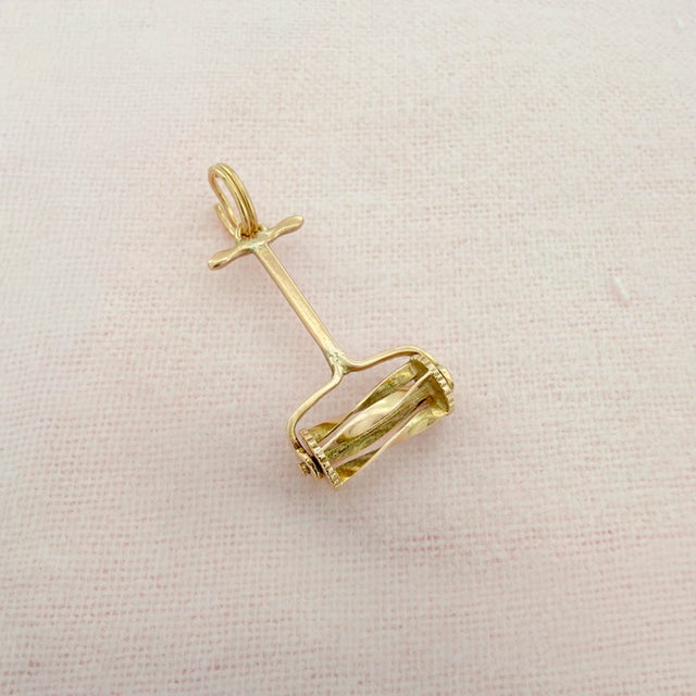 Vintage 10k Articulating Hand Push Lawn Mower Charm For Sale - Image 4 of 9