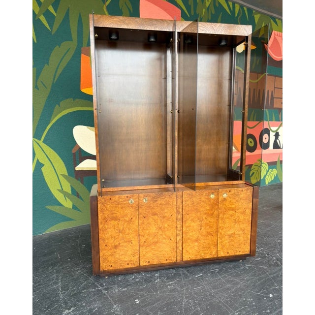 Wood Mid Century Century Burl China Cabinet For Sale - Image 7 of 15