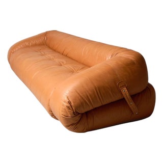 Anfibio Convertible Sofa in Cognac Leather by Alessandro Becchi, 1970s For Sale
