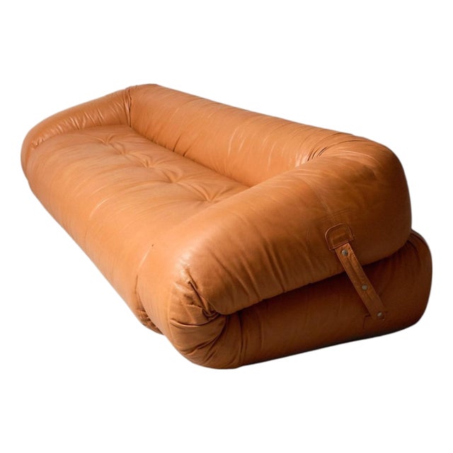 Anfibio Convertible Sofa in Cognac Leather by Alessandro Becchi, 1970s For Sale