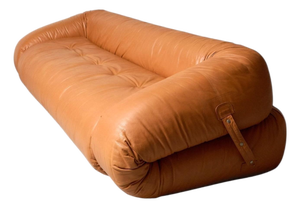 Anfibio Convertible Sofa in Cognac Leather by Alessandro Becchi, 1970s