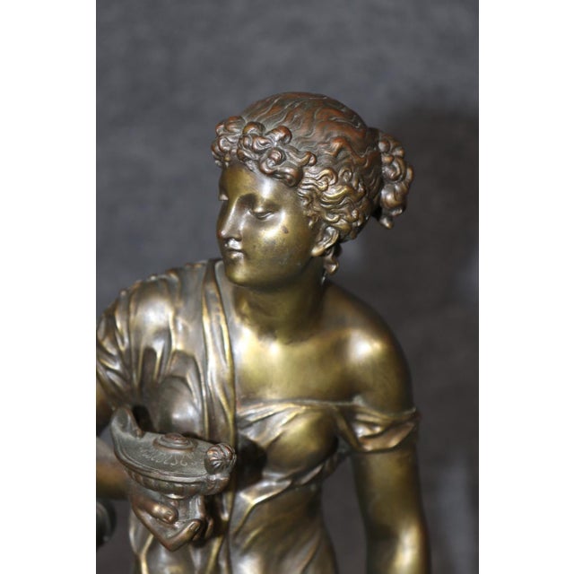 Metal 19th C French Neoclassical Figural Bronze Signed by Dumaige For Sale - Image 7 of 13