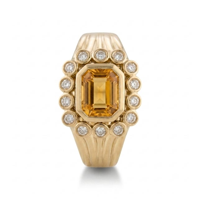 Chunky Citrine Cocktail Ring | Wedding Engagement Ring | Unique Statement Ring Us 7 For Sale - Image 6 of 6