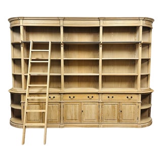 Rustic Pale Oak Library Cabinet For Sale