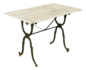 French 19th Century Marble & Cast Iron Bistro Table