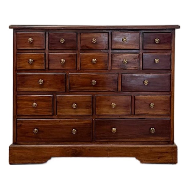 Vintage Apothecary Cabinet Handmade Nineteen Drawer Wood Storage Rustic Rare For Sale