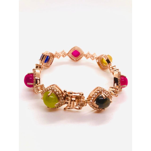 Bochic “Capri” Vintage Fancy Sapphire & Ruby Bracelet Set In 18K & Silver For Sale - Image 14 of 14