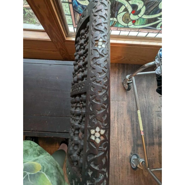 Late 19th Century Late 19th Century Moroccan Style Mother of Pearl Inlay Entry Bench For Sale - Image 5 of 12