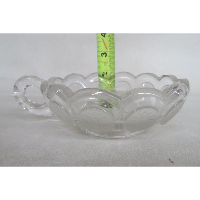 Fostoria Fostoria Coin Glass Clear Eagle and Torch Nappy Candy Dish With Handle For Sale - Image 4 of 8