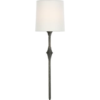 Studio VC for Visual Comfort Signature Dauphine Sconce in Aged Iron with Linen Shade For Sale