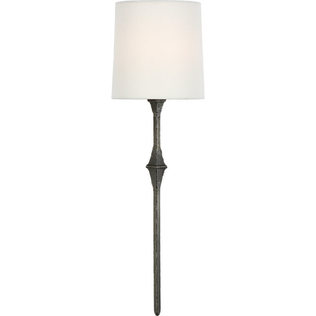 Dauphine Sconce in Aged Iron with Linen Shade Designer: Studio VC Finish: Aged Iron Height: 19" Width: 5.5" Extension:...