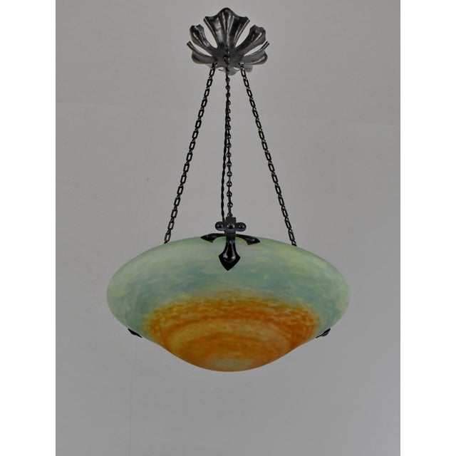 Burnt Orange French Art Deco Pendant Light by Daum & Majorelle - 1925 Chandelier France For Sale - Image 8 of 13