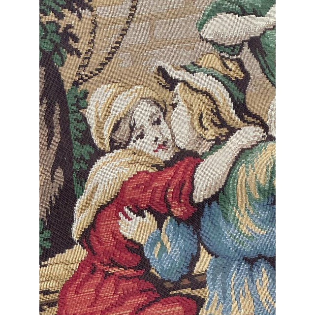 Antique French Jacquard Tapestry with Village Motif in the style of Aubusson, 1970s For Sale - Image 13 of 18