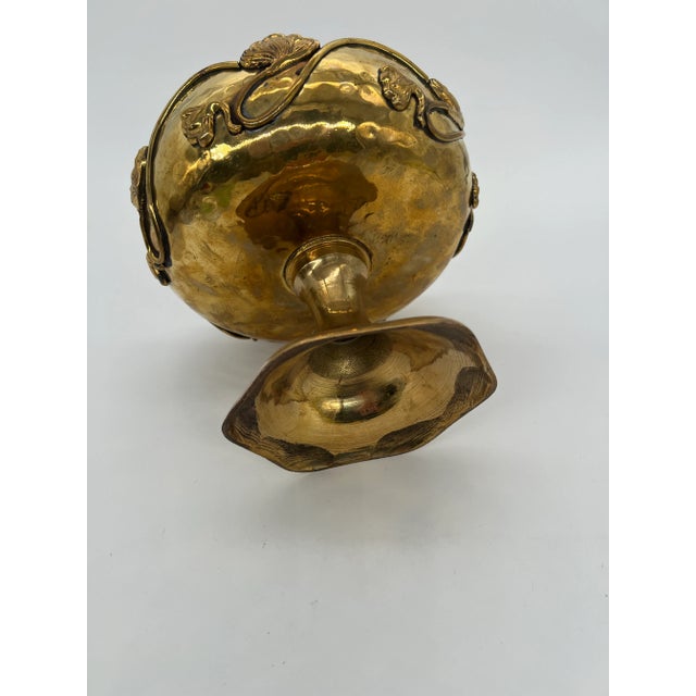 Vintage Brass Art Nouveau Pedestal Bowl For Sale - Image 10 of 12