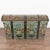 Original teal blue painted dome top oak trunk from Sweden with traditional hand-painted details include floral motif along...