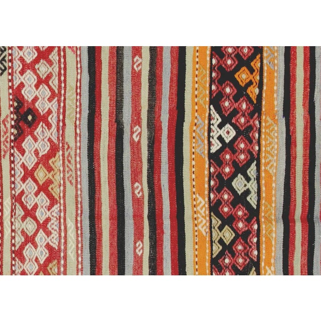 1950s Turkish Kilim Rug. Hand woven with wool on wool foundation in the Oushak region of Turkey. Kilims & Flat Weaves are...