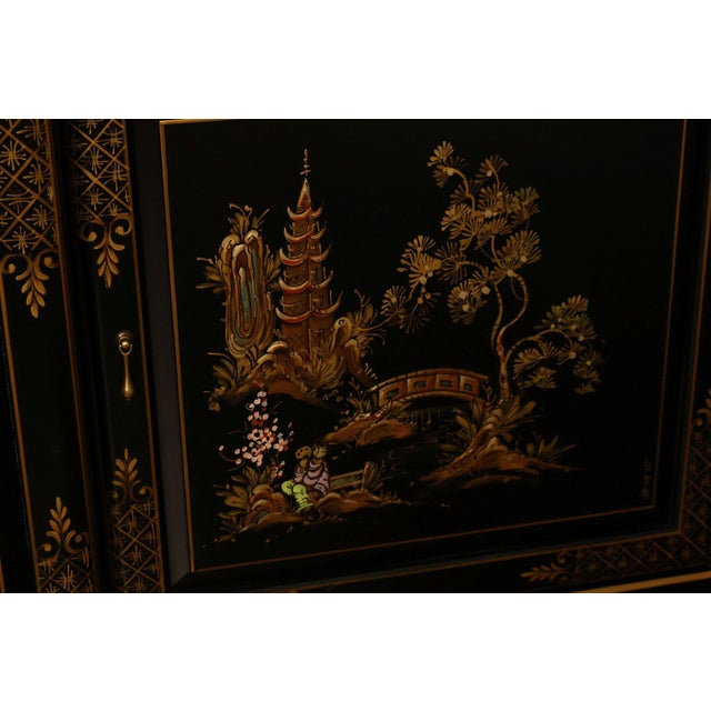 Union National Chinoiserie Hand Painted China Display Cabinet For Sale - Image 17 of 18