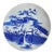 Antique Japanese Blue and White Porcelain Charger Plate With Pictorial Spring Scene For Sale