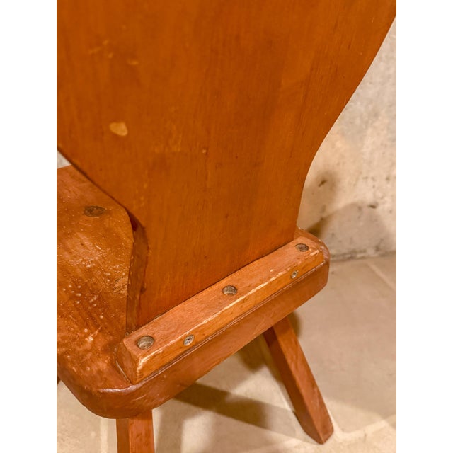 Set of 2 Vintage Alpine Bavarian Heart-Cutout Plank Chairs (Brettstuhl) For Sale - Image 9 of 9