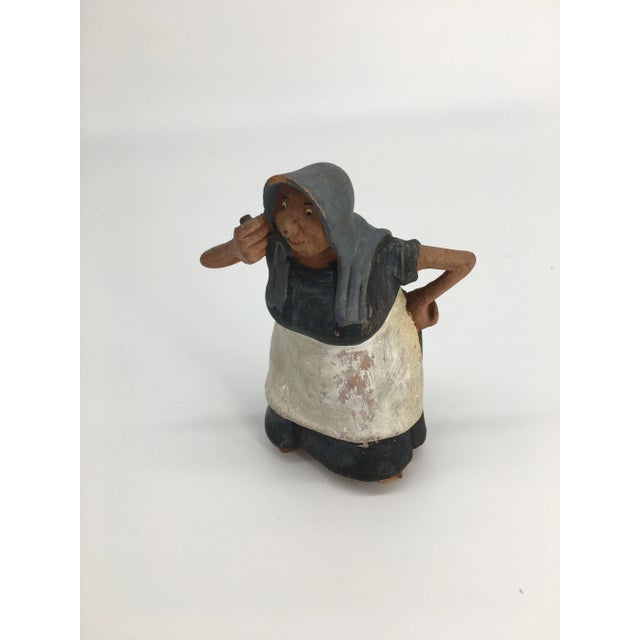 ANRI Vintage Pipe-Smoking Lady Wooden Figurine For Sale - Image 4 of 8