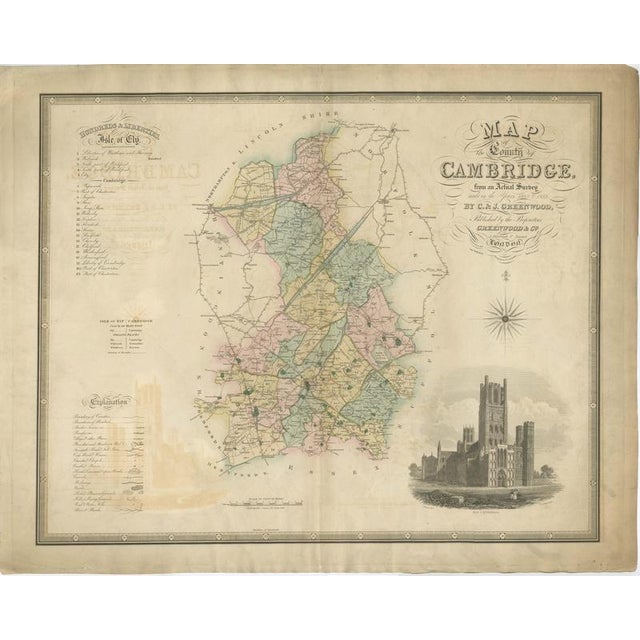 Large Hand-Colored Map of Cambridgeshire by Greenwood, 1834 For Sale - Image 3 of 13