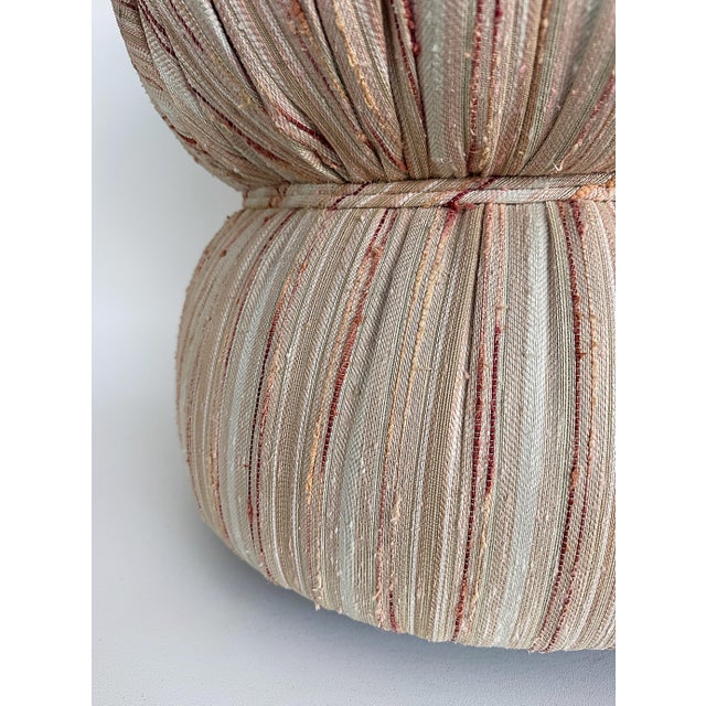 Late 20th Century Vintage Boho Upholstered and Cinched Pouf on Casters For Sale - Image 5 of 7