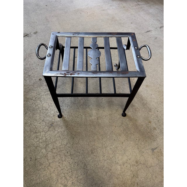 Traditional 1920s Wrought Iron Fireplace Trivet Kettle Stand With Handles For Sale - Image 3 of 6