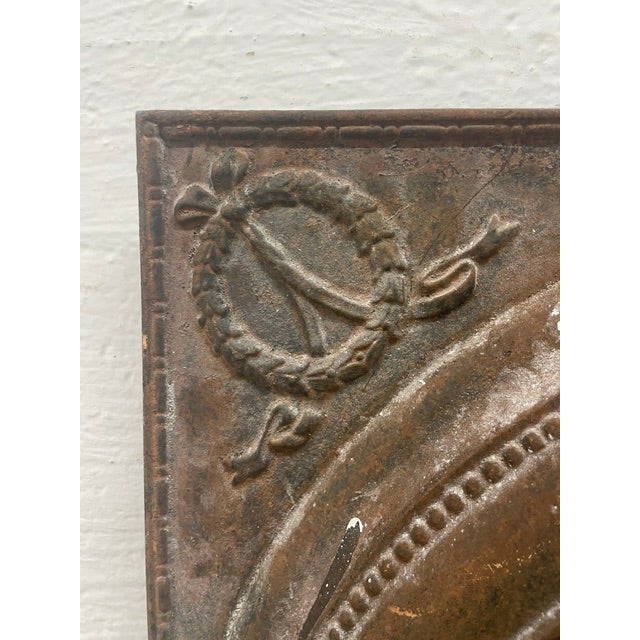 Late 19th Century Late 19th Century Neoclassical Cast Iron Fireplace Surround & Figural Cover – 2-Piece Set 21.5" X 27" For Sale - Image 5 of 6