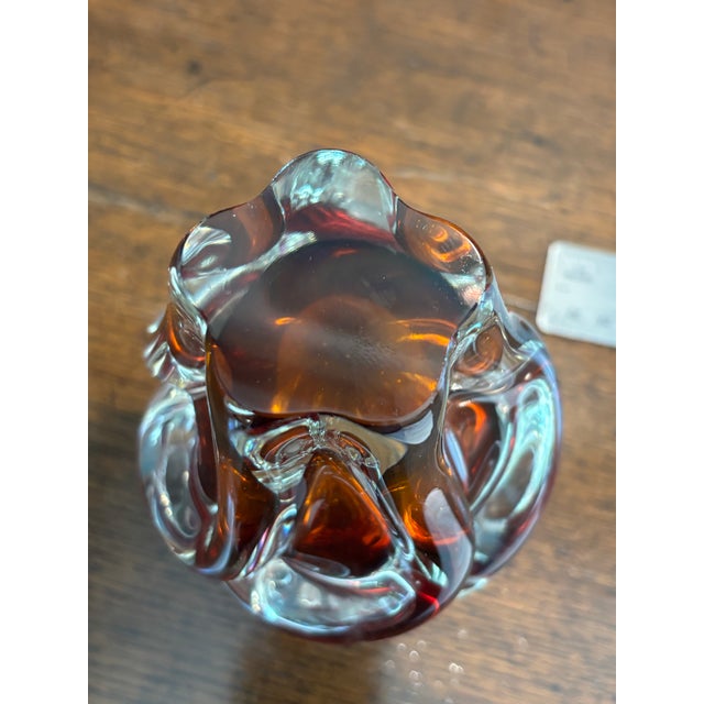 Mid-Century Chribska Art Glass Set by Joseph Hospodka- 3 Piece Bohemian Cranberry and Amber Collection For Sale In Seattle - Image 6 of 11