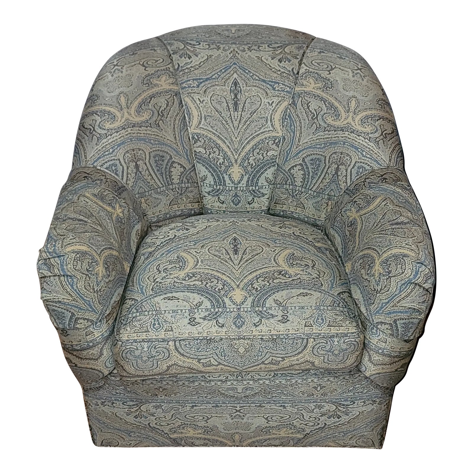 2000s Ethan Allen Barrel Back Swivel Club Chair Chairish