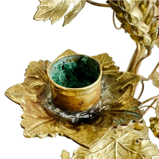 French 19th Century Antique Brass Altar Candelabra, Set of 3 For Sale - Image 12 of 12