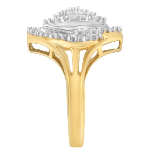Early 21st Century 10K Yellow Gold Diamond Cocktail Ring (1/2 Cttw, J-K Color, I2-I3 Clarity) - Size 6-1/2 For Sale - Image 5 of 7