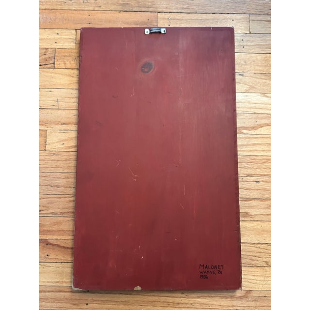 Red 1980s American Folk Art Graphic & Celestial Polychrome Game Board 24”Lx14.75”Wx1.25”H Moon & Stars Signed For Sale - Image 8 of 11