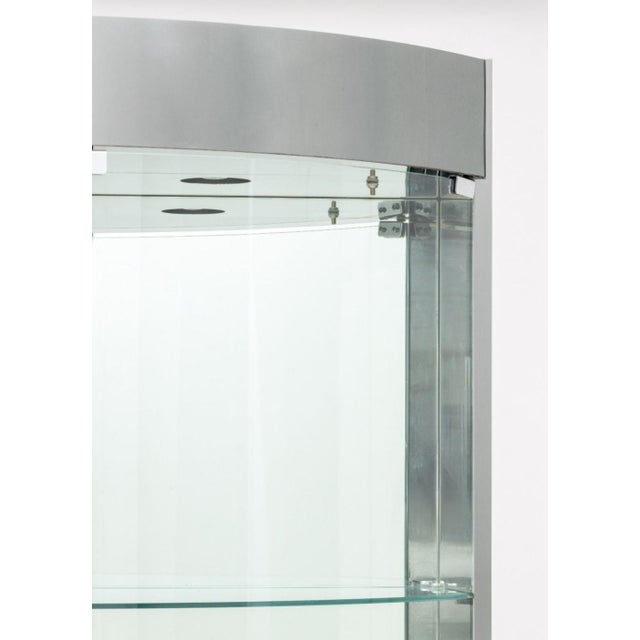 Modern Illuminated Chrome & Glass Cabinet For Sale - Image 4 of 9
