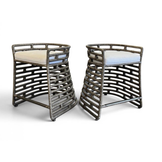 Contemporary Coastal Palecek Thatcher Counter Stools, a Pair For Sale - Image 3 of 17