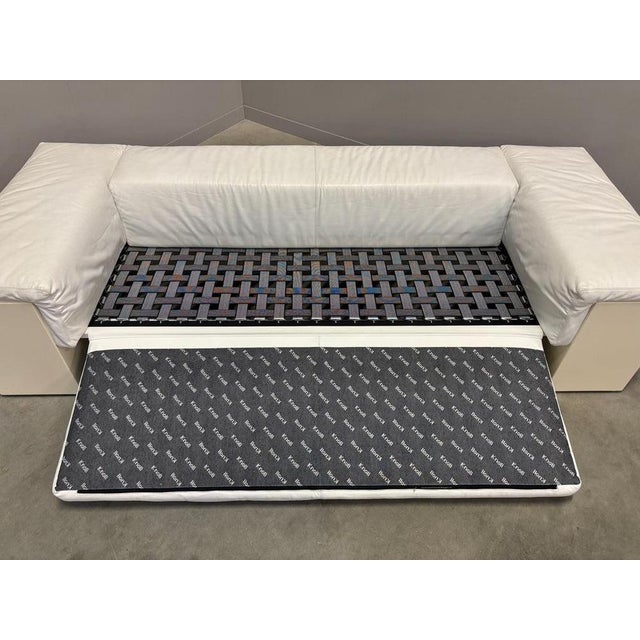 White Leather Brigadier Sofa by Cini Boeri for Knoll, 1980s For Sale - Image 16 of 18
