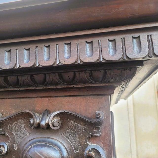 Large Renaissance Style Fireplace in Walnut, 1800s For Sale - Image 15 of 18