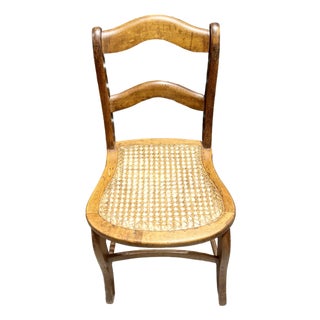 Antique Walnut Cane Seat Side Chair For Sale