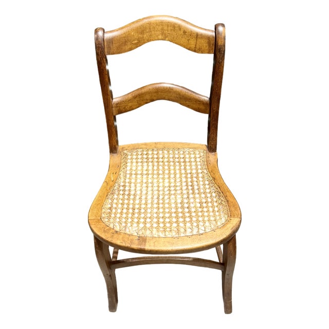 Antique Walnut Cane Seat Side Chair For Sale