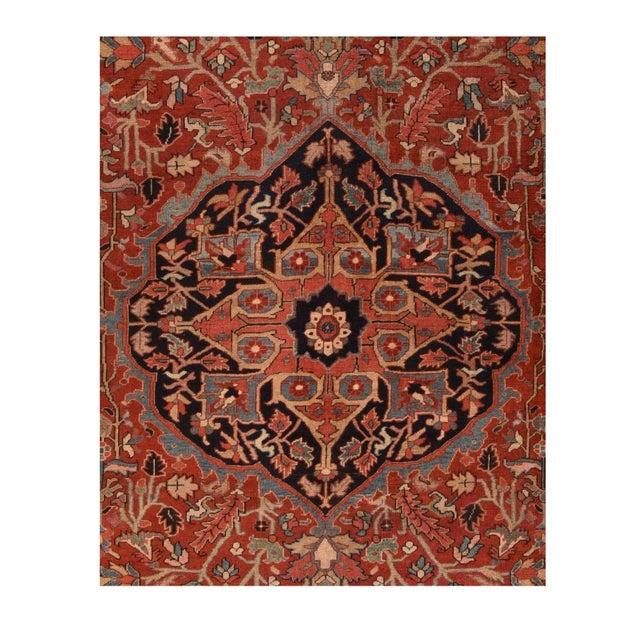 Traditional Antique Heriz Serapi Rug 8'9'' X 12'6'' For Sale - Image 3 of 7